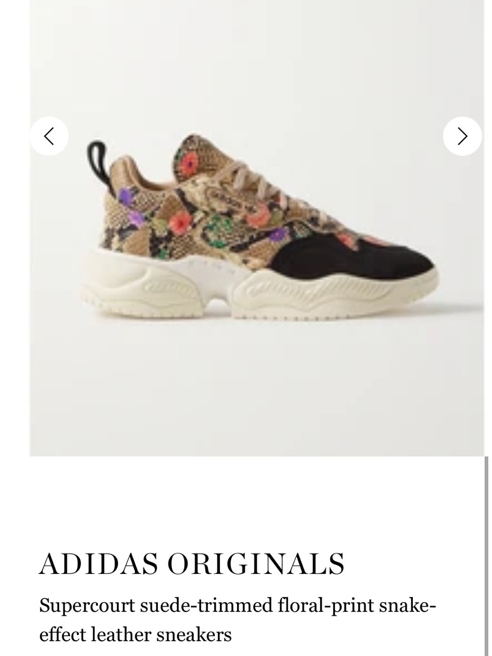 ADIDAS ORIGINALS
Supercourt suede-trimmed floral-print snake-effect leather snea